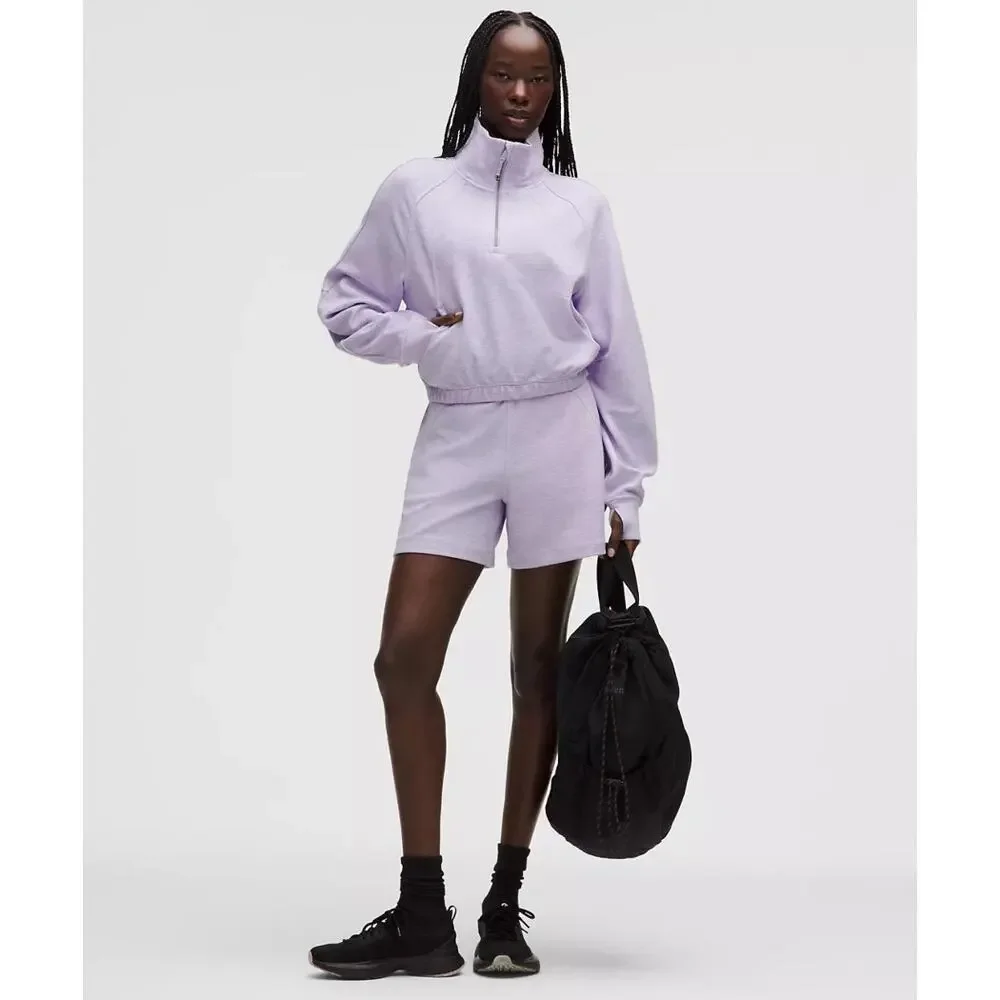 NWT Lululemon Scuba Crop Funnel-Neck Half Zip Waffle Heathered Faint Lavender XL - Picture 3 of 3